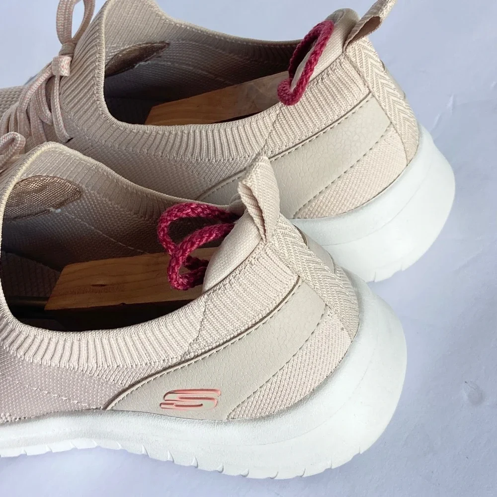 Skechers Womens B Flex Slip On Sneaker Taupe Knit Memory Foam 149186R Size 11